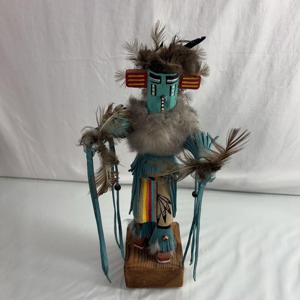 Morning Singer Hand Carved Painted 13" Kachina Doll Signed Lex & Vee Charleston
